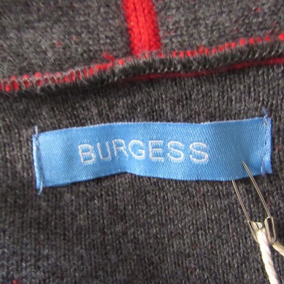 Burgess Red Sweater Cardigan Travel Coat Small Long Line Open Front - Picture 9 of 11